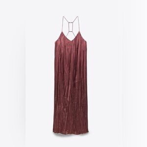 Wrinkle effect slip midi dress burgundy wine colour